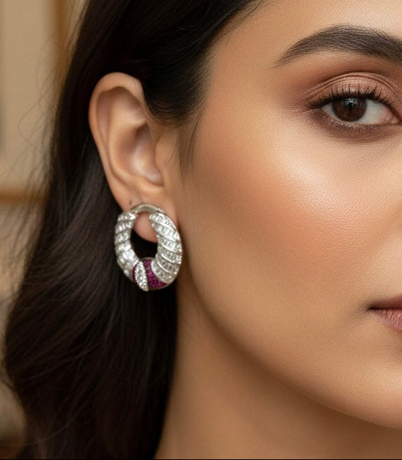 Round zirconia stone earrings
