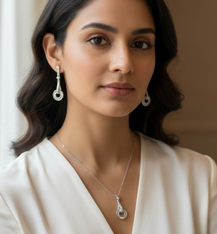Drop pendant earring set