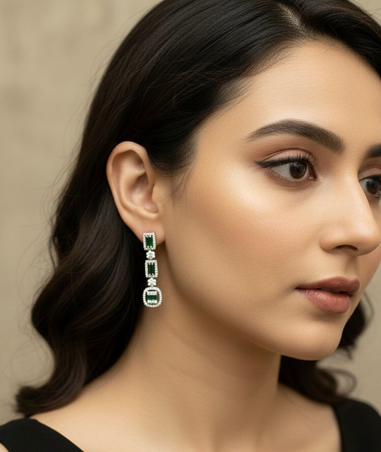 Green zirconia stone earrings