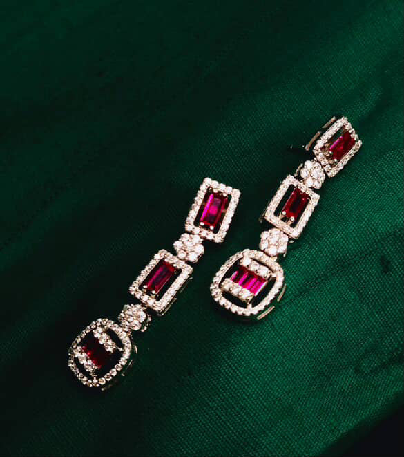 Red zirconia stone earrings