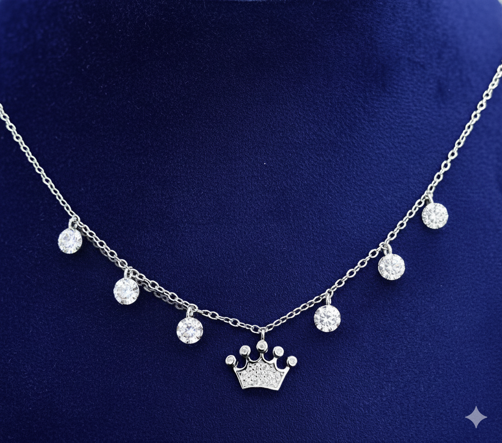 Crown charm pendant chain