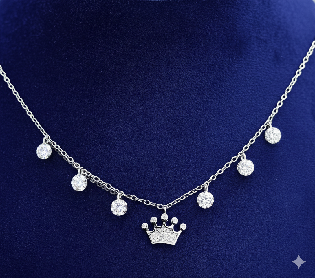 Crown charm pendant chain