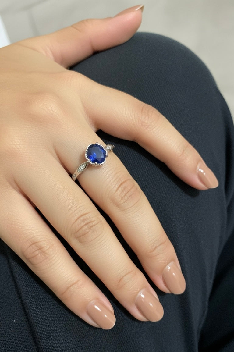 Blue zirconium ring