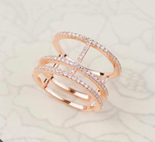 3 line rose gold ring