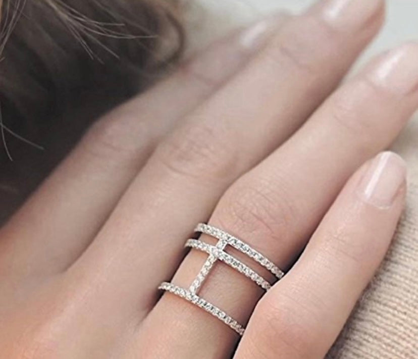 3 line rose gold ring