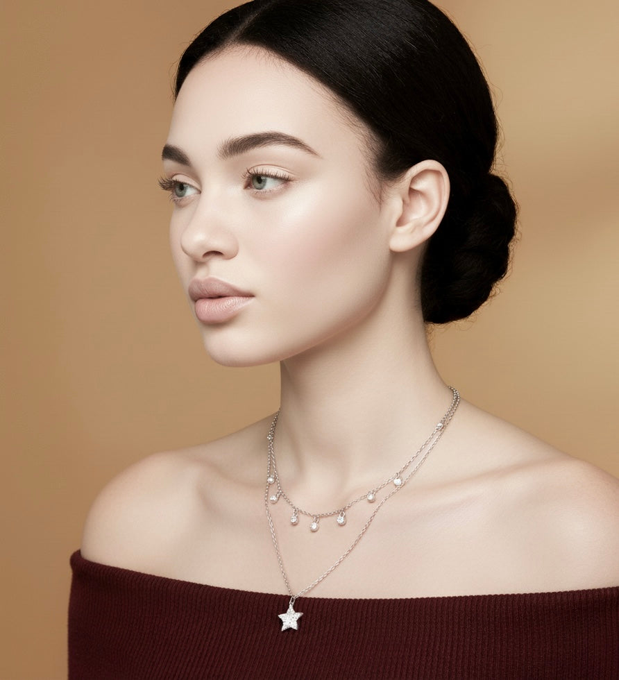 Double layer star pendant chain