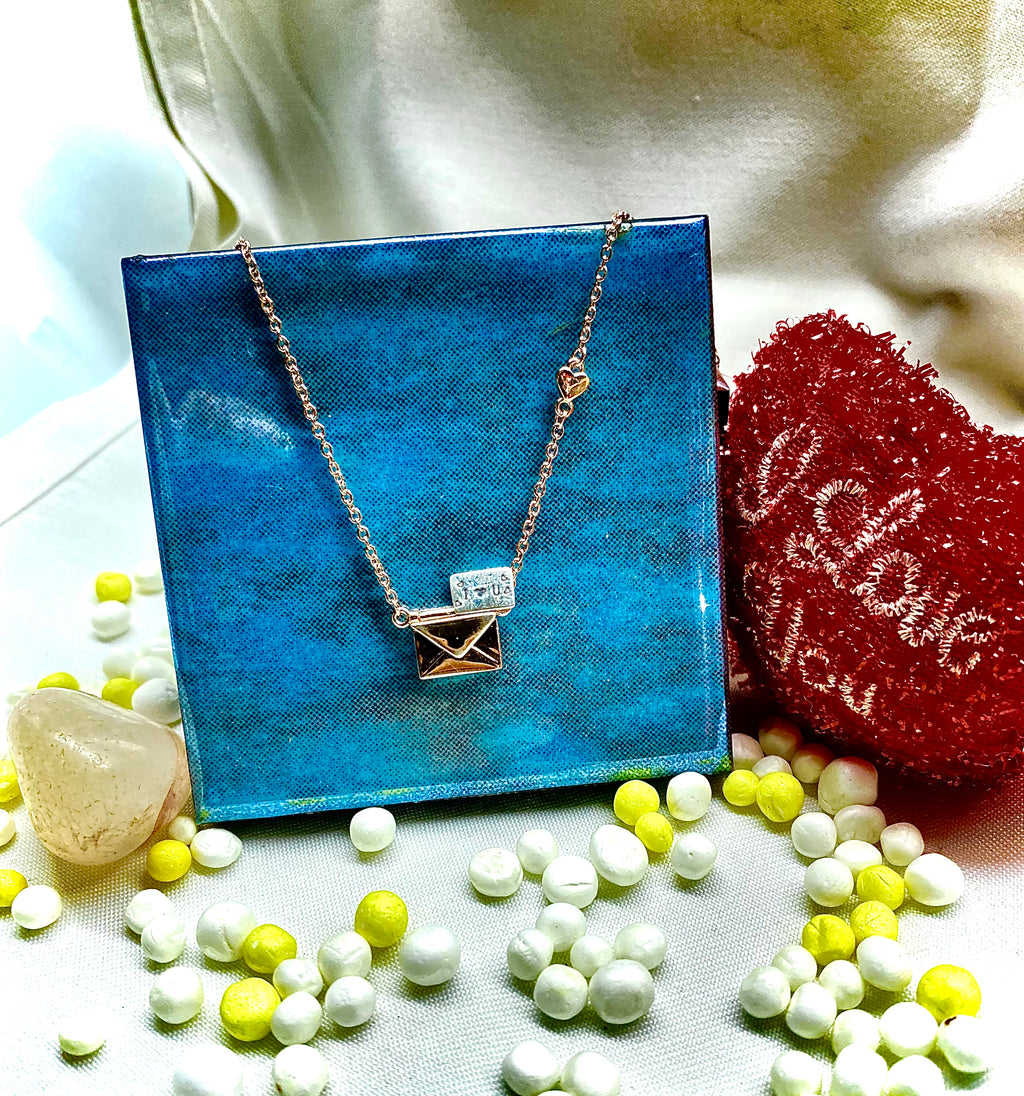 Secret message envolope pendant chain