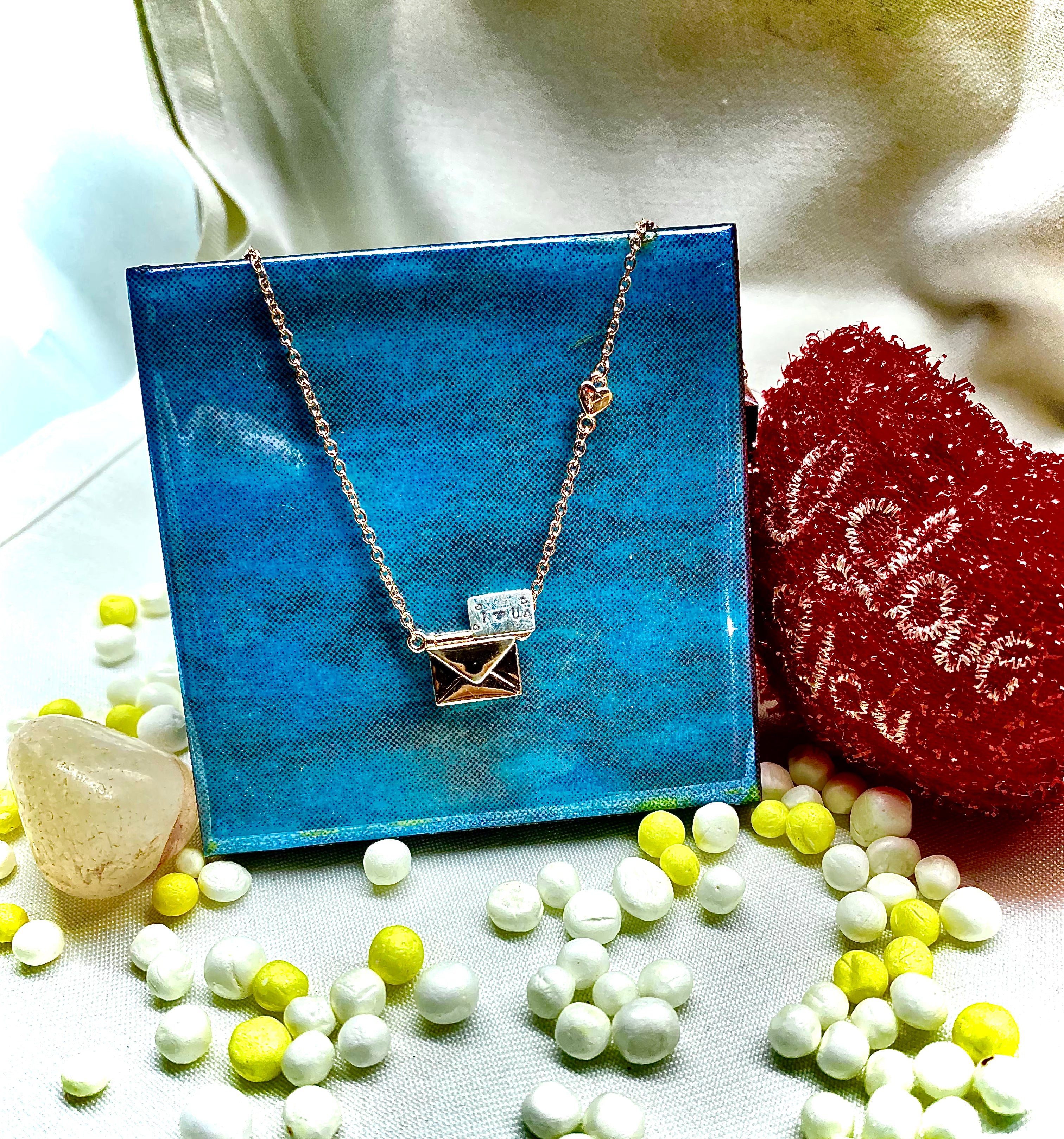 Secret message envolope pendant chain