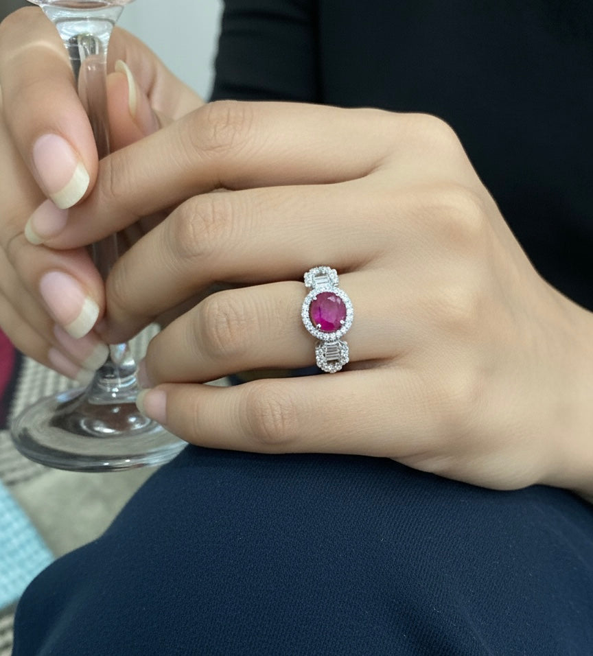 Pink stone ring
