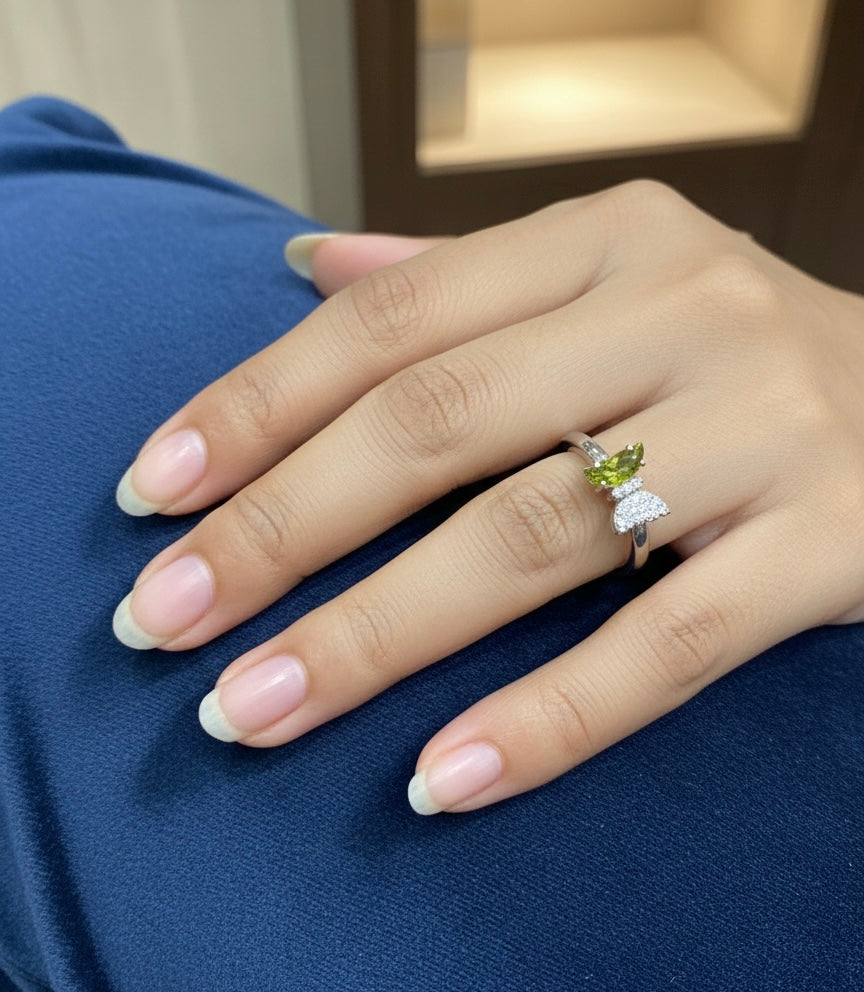 Green butterfly ring