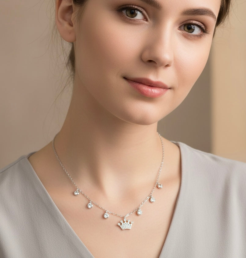 Crown charm pendant chain