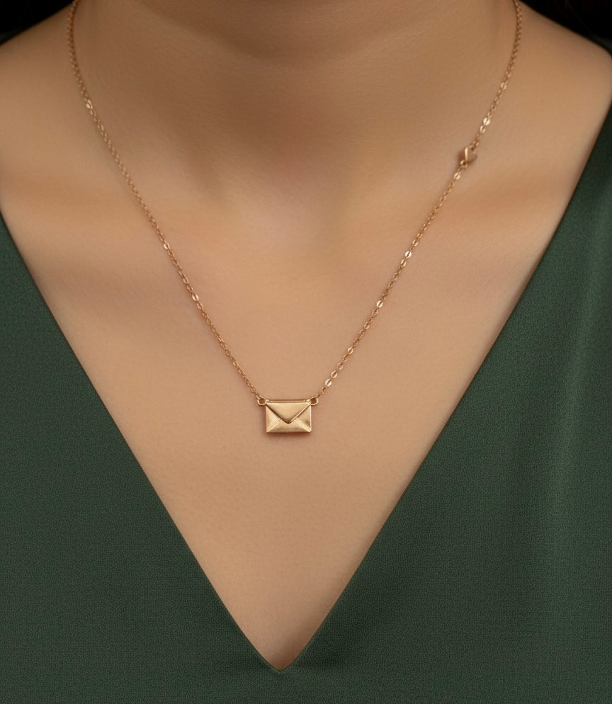 Secret message envolope pendant chain